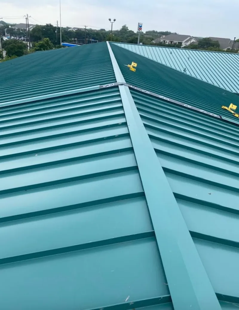Green commercial metal roof ridge and valley for Metal Roof Repair in Perris
